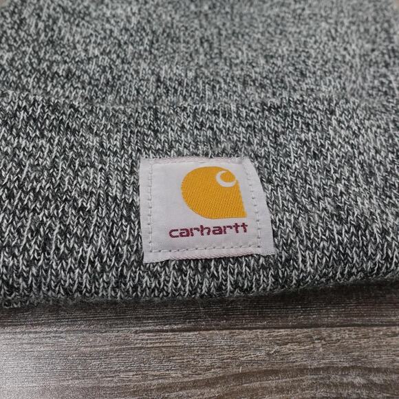 Carhartt Hat Beanie Mens One Size Gray Knit Cuffed Watch A18 100111 Made USA - Picture 2 of 5